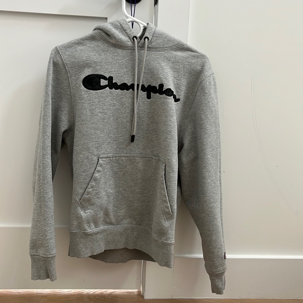 champion leather logo sweatshirt